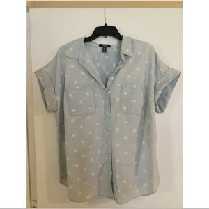 Chaps short sleeve polka dot button down